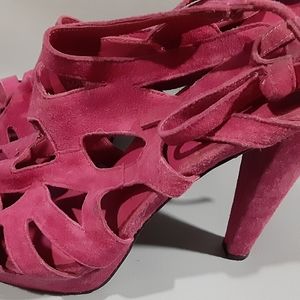 Jon Josef strappy suede platform heels size 8 M pink